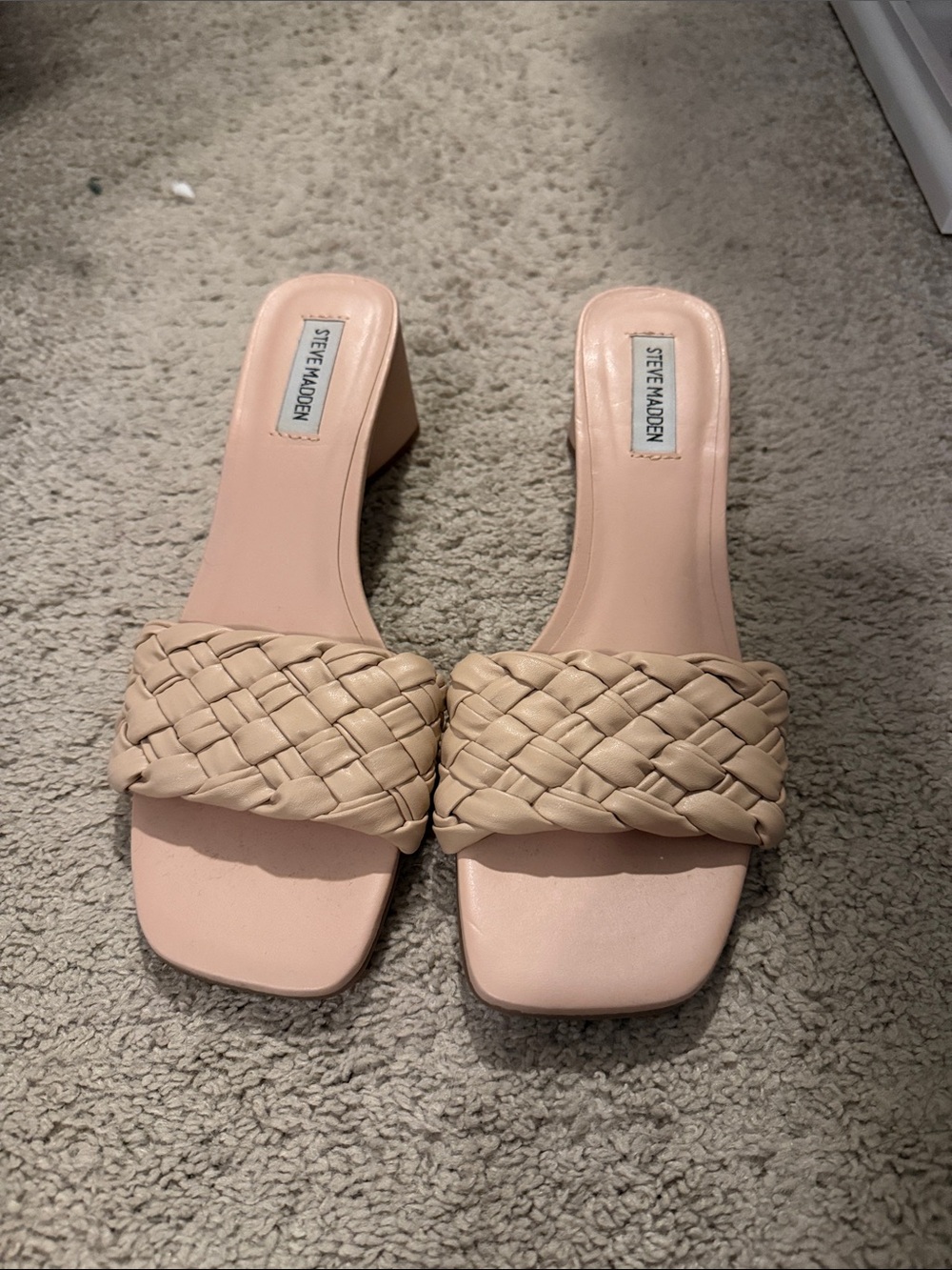 Steve Madden Blush Beige Braided Mule Heels